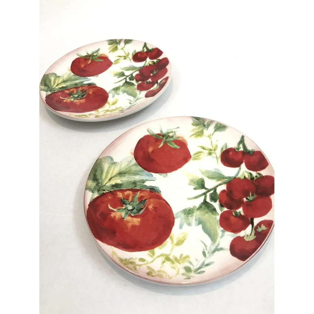 Beautiful 2 Magenta Plates Tomato motif 5